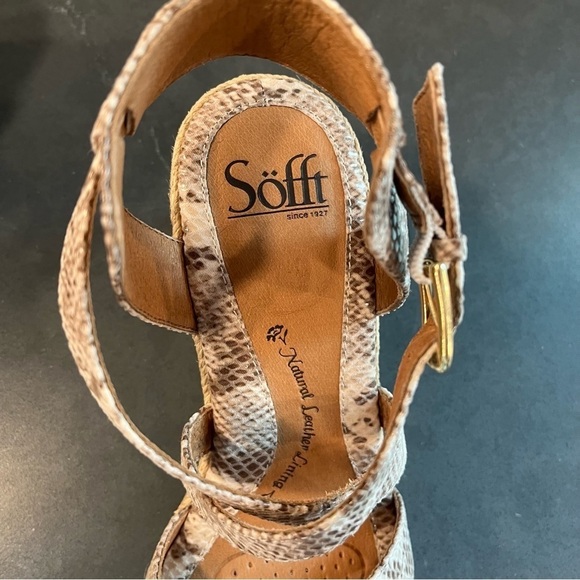 SOFFT Women's 8.5 Inez Wedge Espadrille Sandals cream snakeprint - Picture 9 of 11